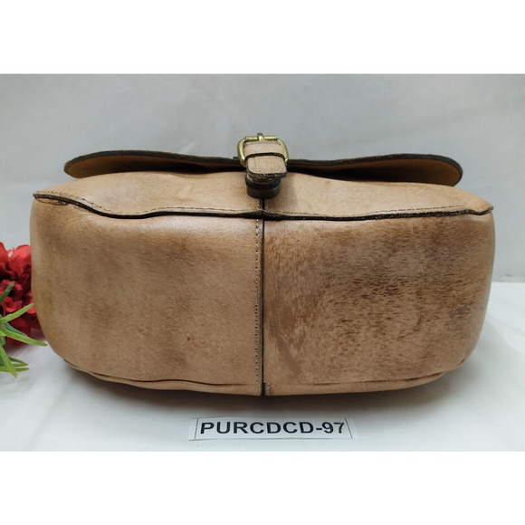Patricia Nash Saddle Tan Leather Rosolini Tooled Buckle Flap Crossbody Bag EUC - Picture 7 of 16